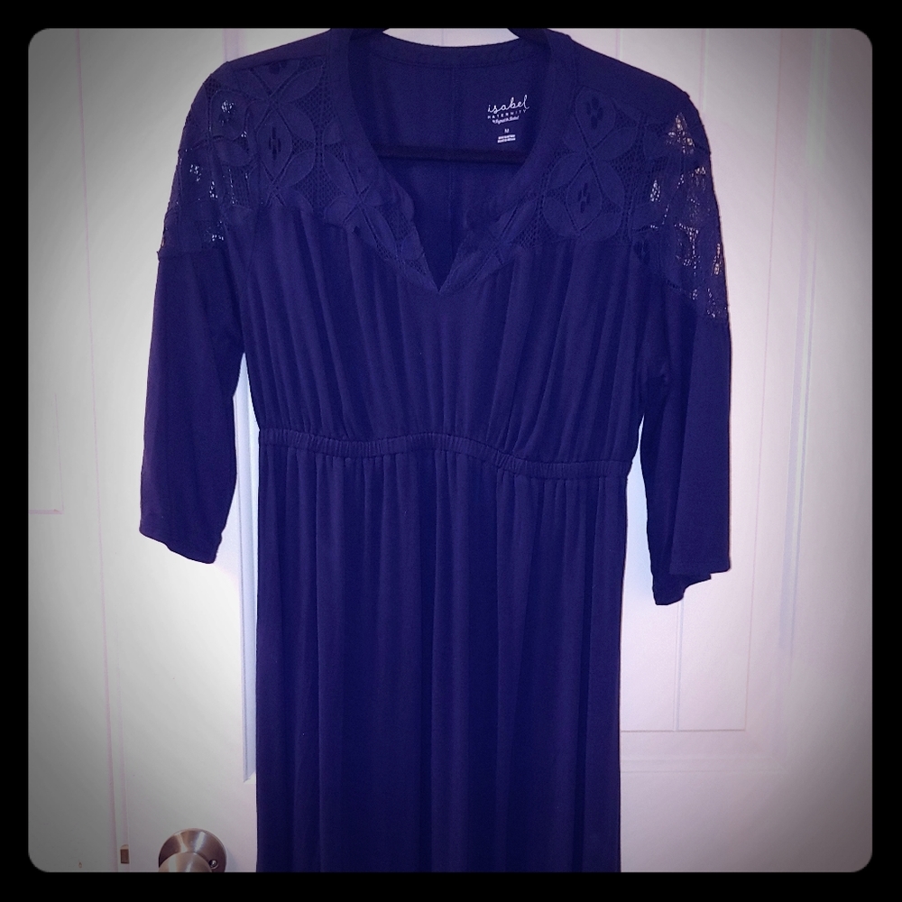 Navy blue lace maternity dress